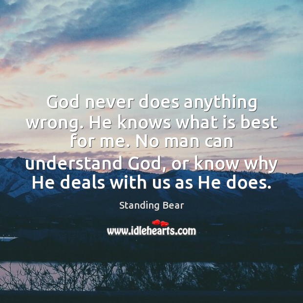 God never does anything wrong. He knows what is best for me. Image