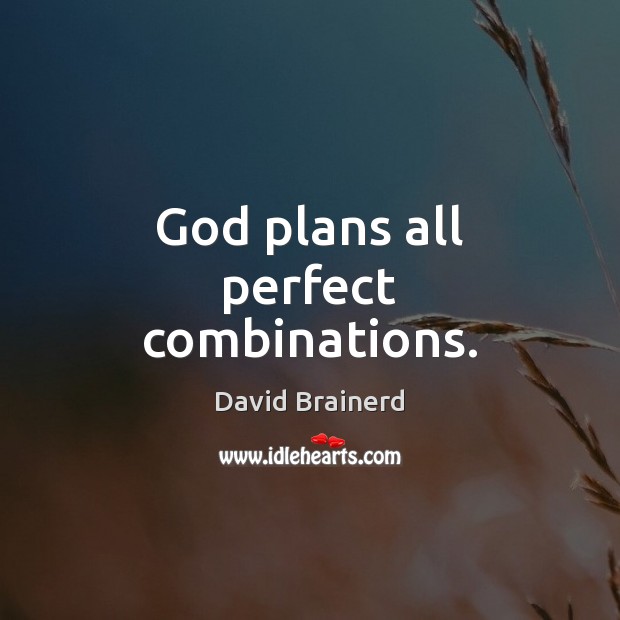 God plans all perfect combinations. David Brainerd Picture Quote