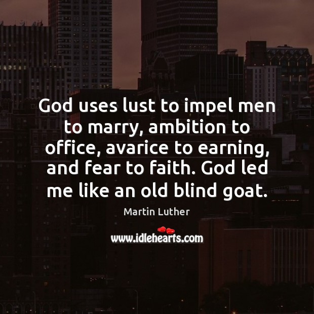 God uses lust to impel men to marry, ambition to office, avarice Martin Luther Picture Quote