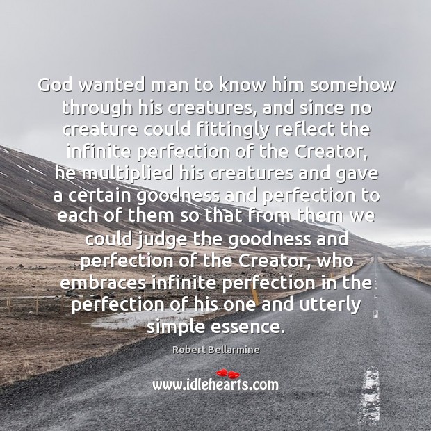 God wanted man to know him somehow through his creatures, and since Robert Bellarmine Picture Quote