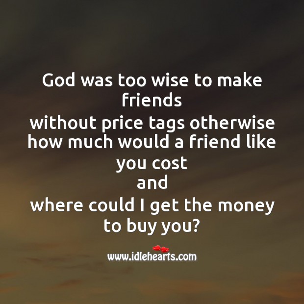 God was too wise to make friends Image