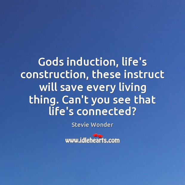 Gods induction, life’s construction, these instruct will save every living thing. Can’t Stevie Wonder Picture Quote