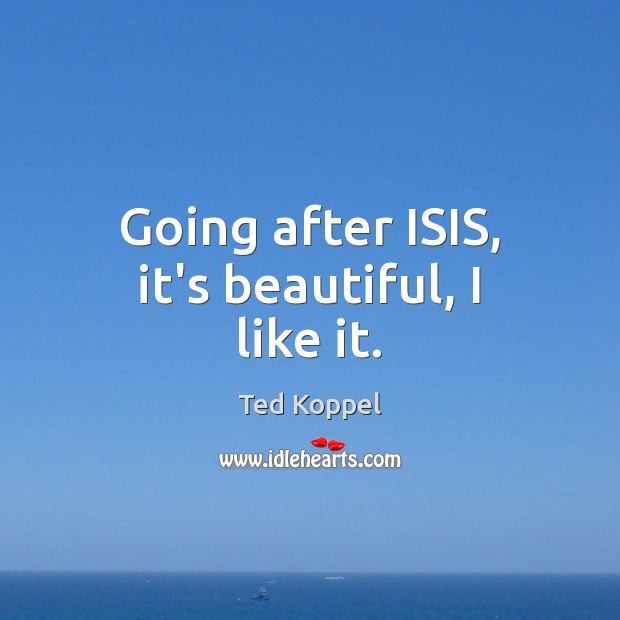 Going after ISIS, it’s beautiful, I like it. Ted Koppel Picture Quote
