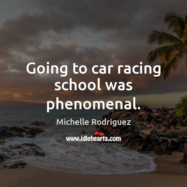 Going to car racing school was phenomenal. Michelle Rodriguez Picture Quote