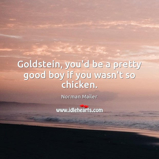 Goldstein, you’d be a pretty good boy if you wasn’t so chicken. Norman Mailer Picture Quote