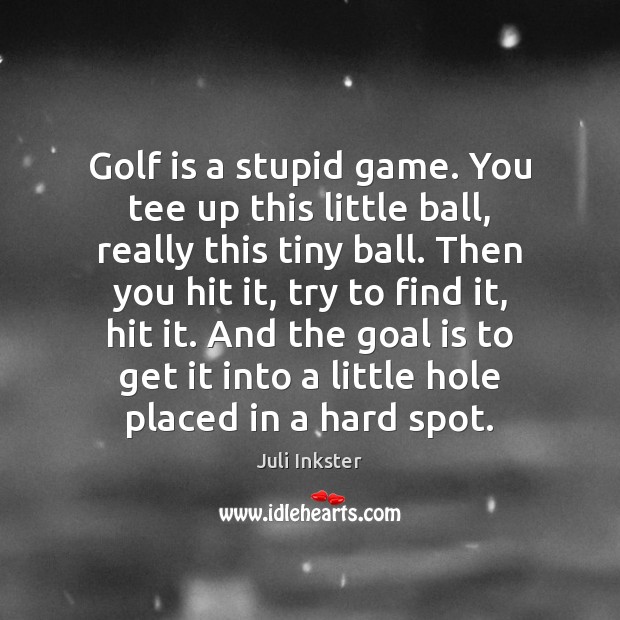 Golf is a stupid game. You tee up this little ball, really Juli Inkster Picture Quote