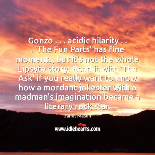 Gonzo . . . acidic hilarity . . . ‘The Fun Parts’ has fine moments, but it’s not Image