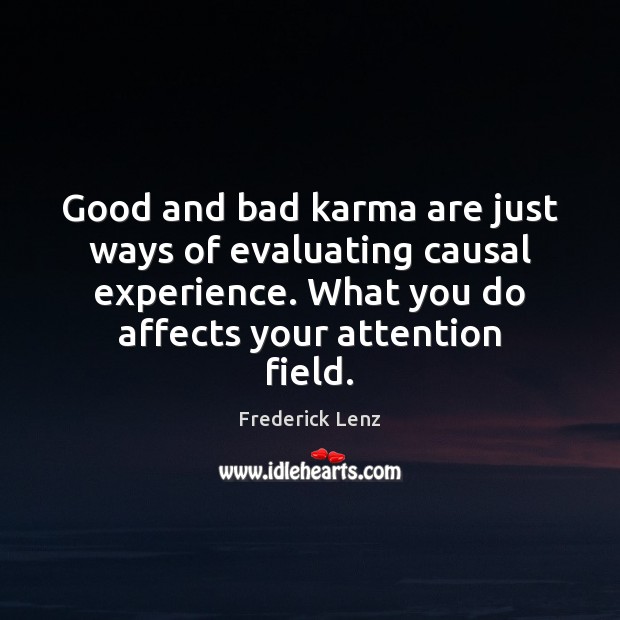 Good and bad karma are just ways of evaluating causal experience. What Image