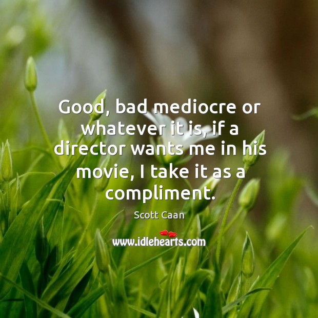 Good, bad mediocre or whatever it is, if a director wants me in his movie, I take it as a compliment. Image