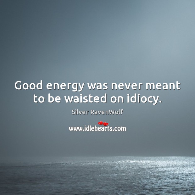 Good energy was never meant to be waisted on idiocy. Silver RavenWolf Picture Quote