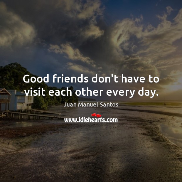 Good friends don’t have to visit each other every day. Juan Manuel Santos Picture Quote