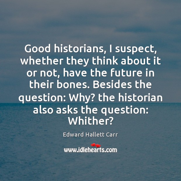 Good historians, I suspect, whether they think about it or not, have Edward Hallett Carr Picture Quote
