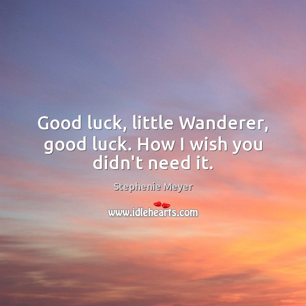 Good luck, little Wanderer, good luck. How I wish you didn’t need it. Stephenie Meyer Picture Quote