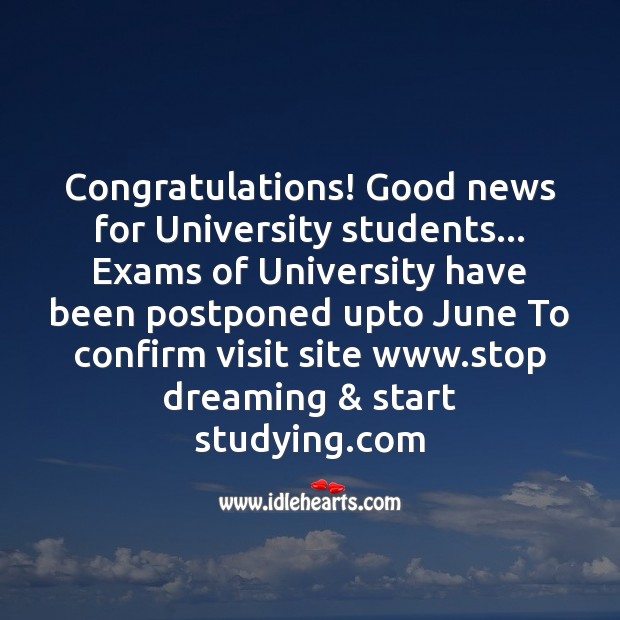 Good news for students Funny Messages Image