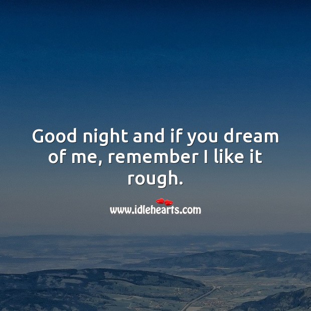 Good night and if you dream of me, remember I like it rough. Good Night Quotes Image