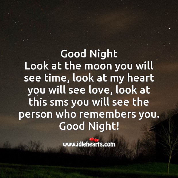Good night look at the moon you will see time Good Night Quotes Image