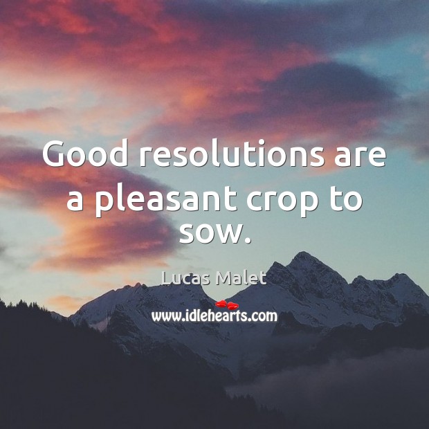 Good resolutions are a pleasant crop to sow. Image