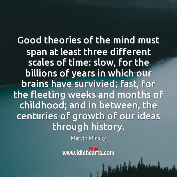 Good theories of the mind must span at least three different scales Marvin Minsky Picture Quote