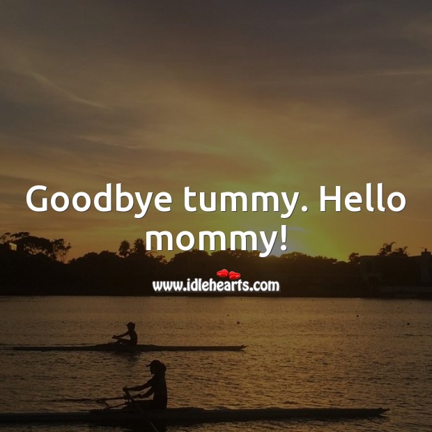 Goodbye tummy. Hello mommy! Goodbye Quotes Image