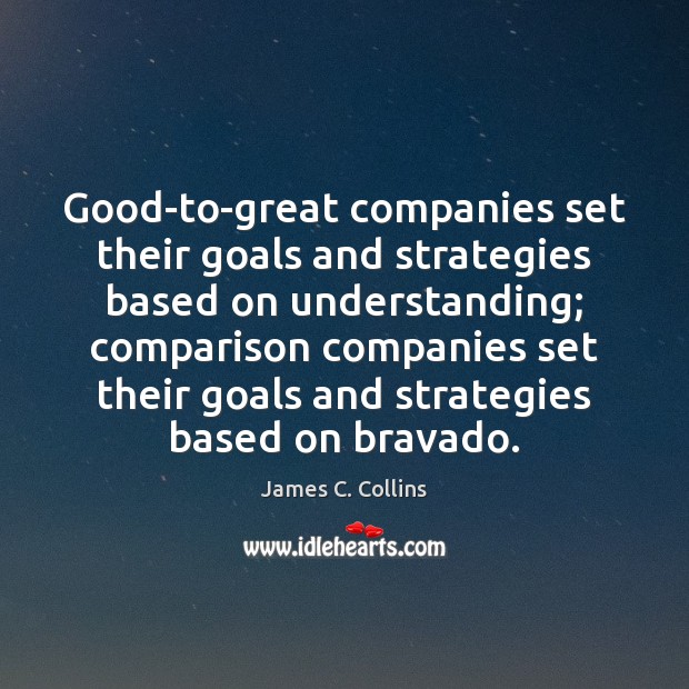 Good-to-great companies set their goals and strategies based on understanding; comparison companies Image
