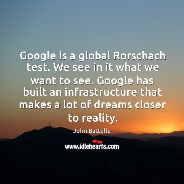 Google is a global rorschach test. We see in it what we want to see. John Battelle Picture Quote