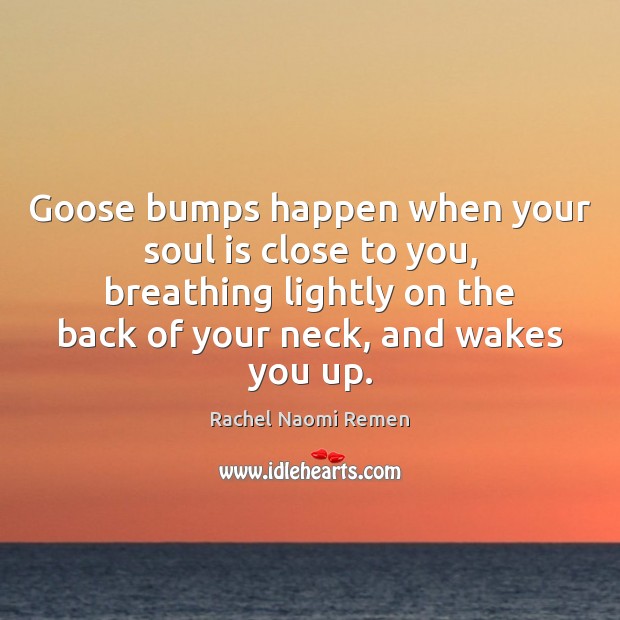 Goose bumps happen when your soul is close to you, breathing lightly Rachel Naomi Remen Picture Quote