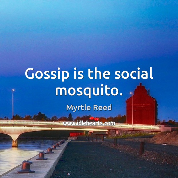 Gossip is the social mosquito. Myrtle Reed Picture Quote