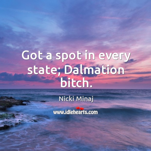 Got a spot in every state; dalmation bitch. Nicki Minaj Picture Quote