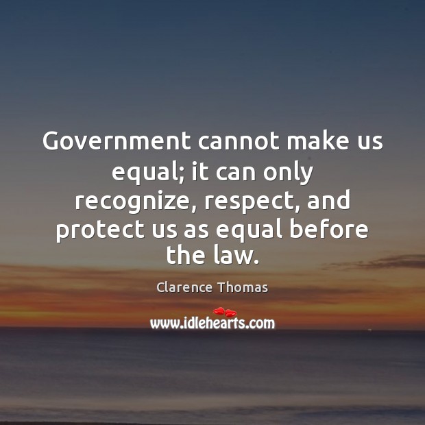 Government cannot make us equal; it can only recognize, respect, and protect Image
