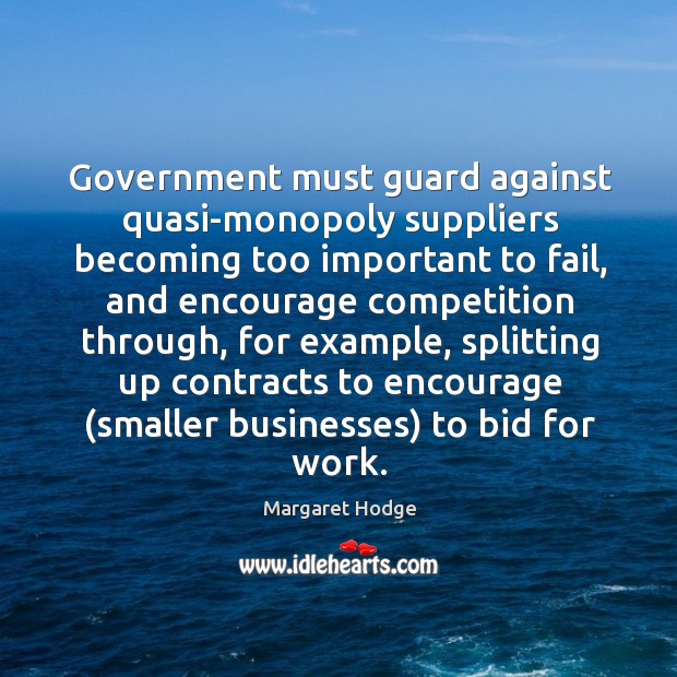 Government must guard against quasi-monopoly suppliers becoming too important to fail, and Image