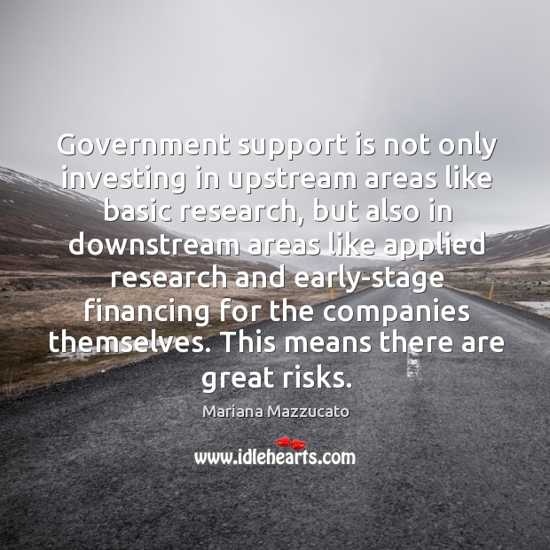 Government support is not only investing in upstream areas like basic research, Mariana Mazzucato Picture Quote