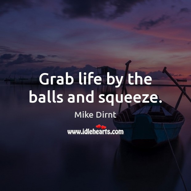 Grab life by the balls and squeeze. Mike Dirnt Picture Quote