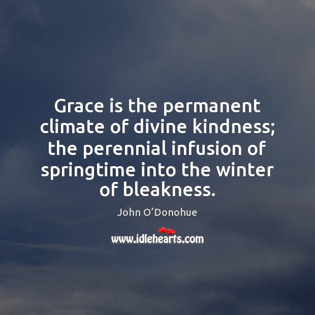 Grace is the permanent climate of divine kindness; the perennial infusion of John O’Donohue Picture Quote