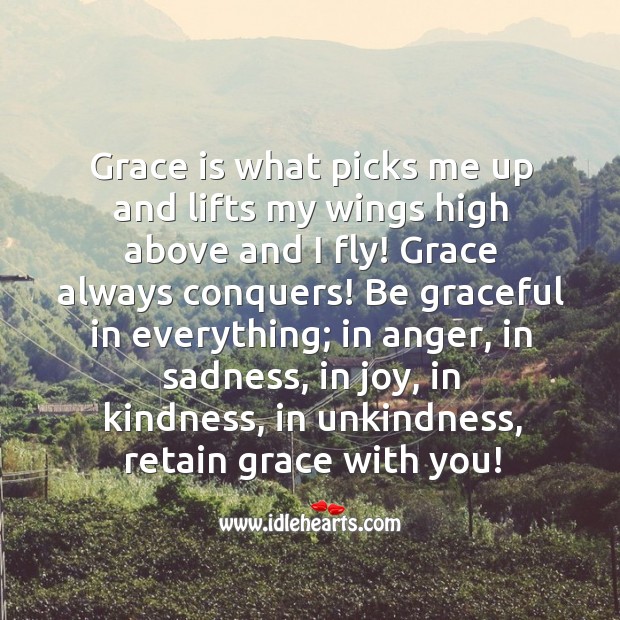 Grace is what picks me up and lifts my wings high above and I fly. Image