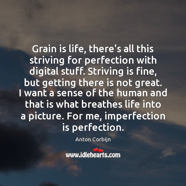 Grain is life, there’s all this striving for perfection with digital stuff. Imperfection Quotes Image