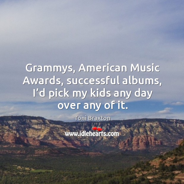 Grammys, american music awards, successful albums, I’d pick my kids any day over any of it. Toni Braxton Picture Quote