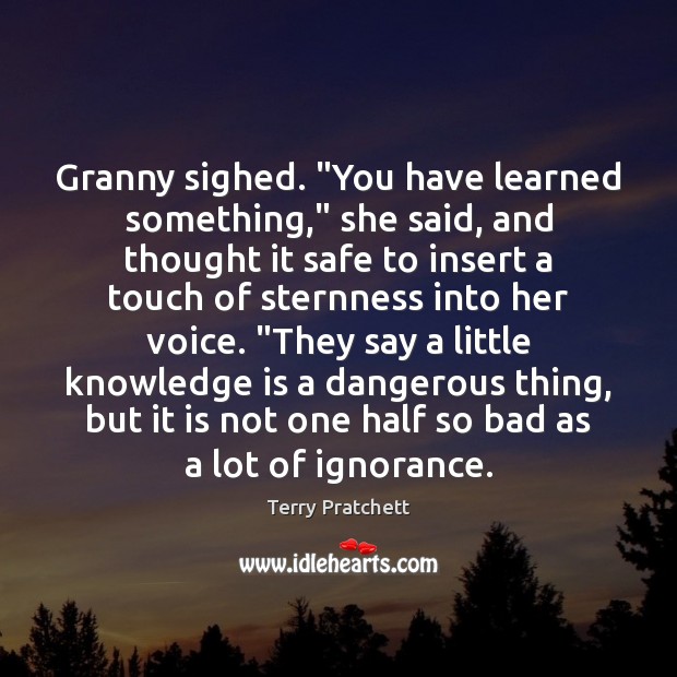 Granny sighed. “You have learned something,” she said, and thought it safe Knowledge Quotes Image