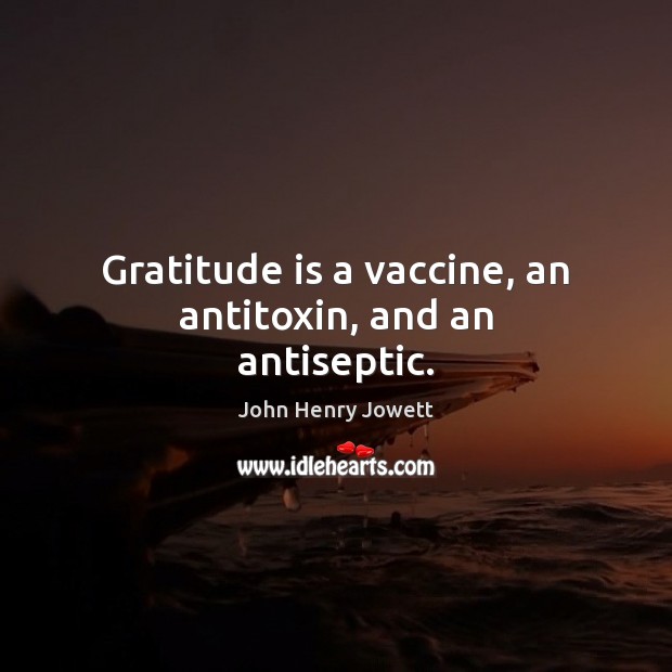 Gratitude is a vaccine, an antitoxin, and an antiseptic. Gratitude Quotes Image