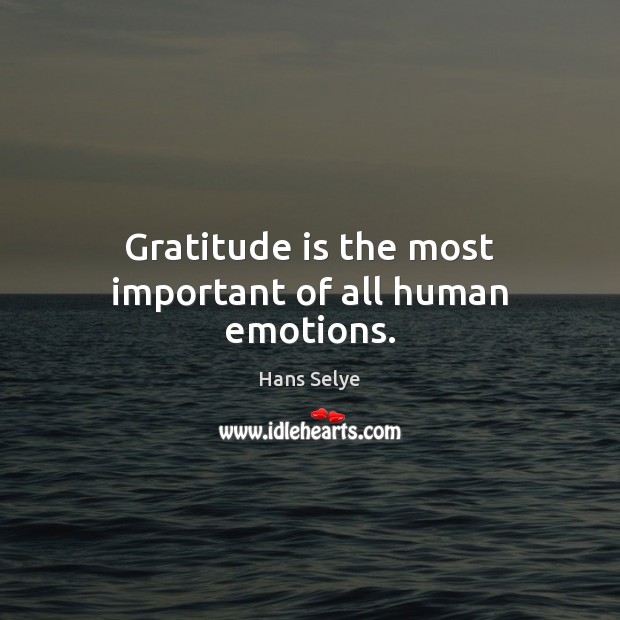 Gratitude is the most important of all human emotions. Hans Selye Picture Quote