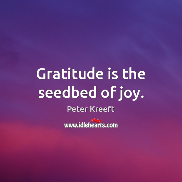 Gratitude is the seedbed of joy. Peter Kreeft Picture Quote
