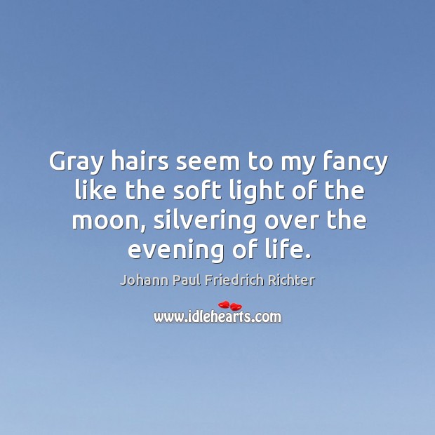 Gray hairs seem to my fancy like the soft light of the moon, silvering over the evening of life. Image