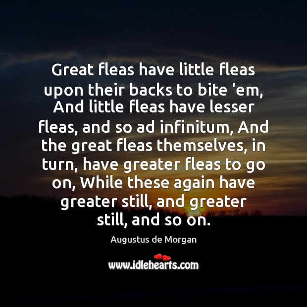 Great fleas have little fleas upon their backs to bite ’em, And Augustus de Morgan Picture Quote