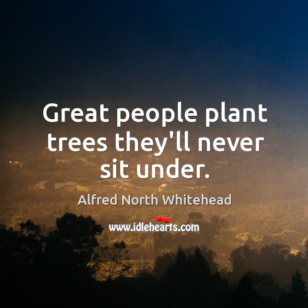 Great people plant trees they’ll never sit under. Alfred North Whitehead Picture Quote