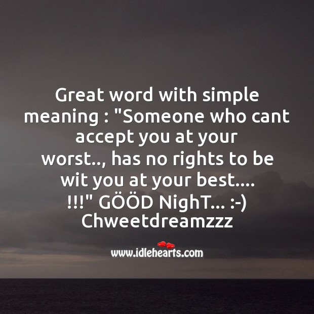 Great word with simple meaning Good Night Messages Image