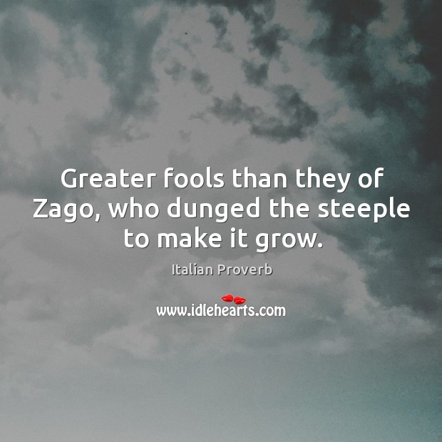Greater fools than they of zago, who dunged the steeple to make it grow. Image