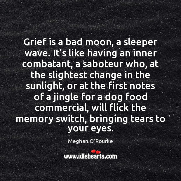 Grief is a bad moon, a sleeper wave. It’s like having an Meghan O’Rourke Picture Quote