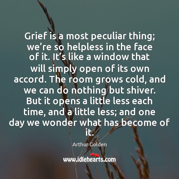 Grief is a most peculiar thing; we’re so helpless in the Arthur Golden Picture Quote