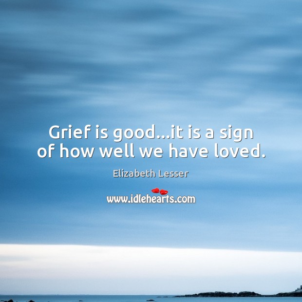 Grief is good…it is a sign of how well we have loved. Elizabeth Lesser Picture Quote