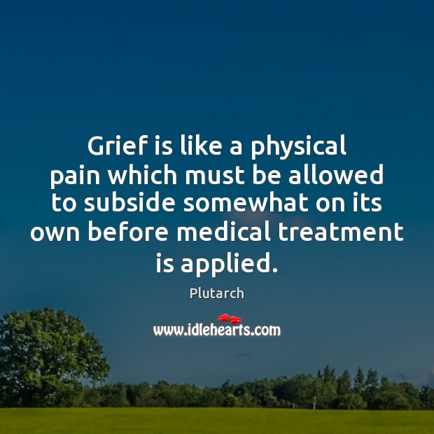 Grief is like a physical pain which must be allowed to subside Plutarch Picture Quote