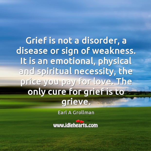 Grief is not a disorder, a disease or sign of weakness. It Price You Pay Quotes Image